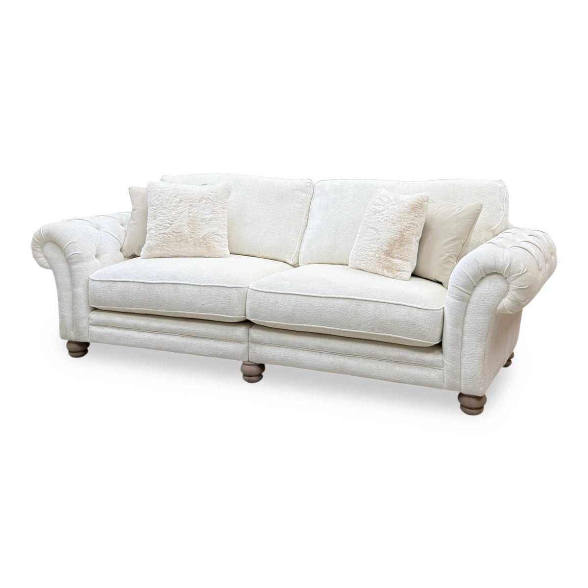 Ideal Home 'Cotswold' Burford Cream Wo Ft Fabric 4 Seater Classic Back Split Frame Sofa