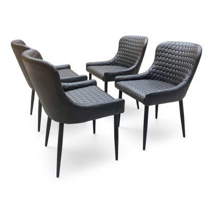 'Osaka' Black Faux Leather Set of 4 Dining Chairs