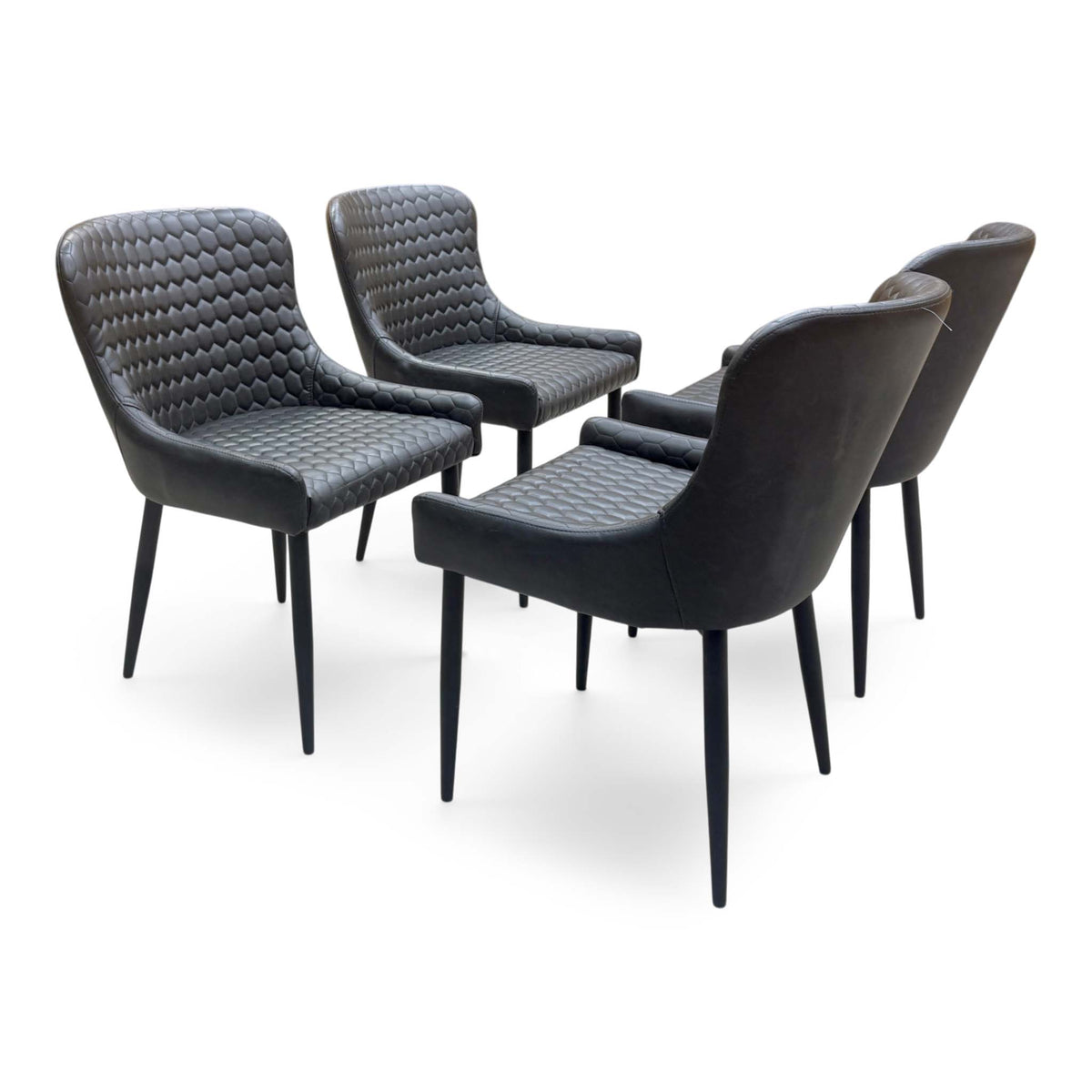 'Osaka' Black Faux Leather Set of 4 Dining Chairs