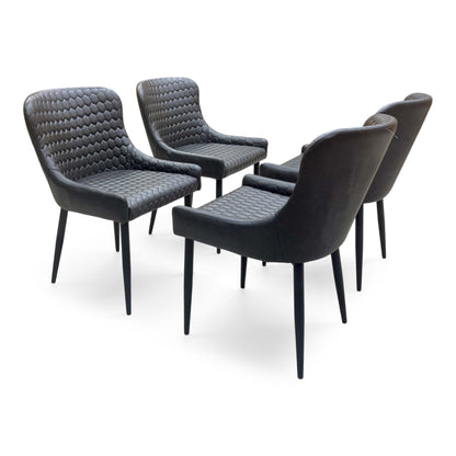 'Osaka' Black Faux Leather Set of 4 Dining Chairs