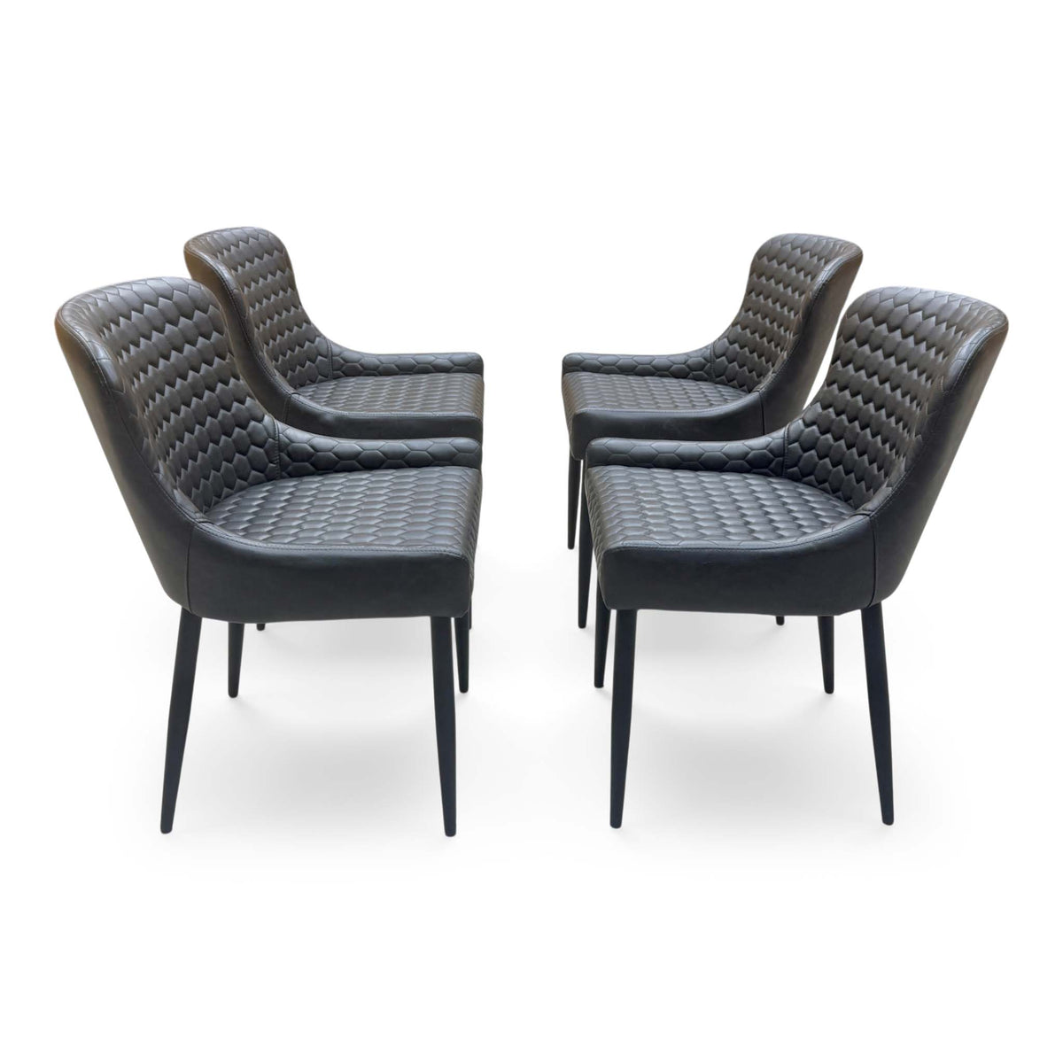 'Osaka' Black Faux Leather Set of 4 Dining Chairs