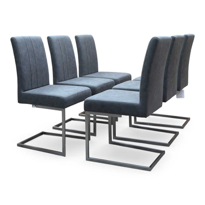 ‘Grigio’ Grey Fabric Set of 6 Cantilever Dining Chairs