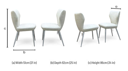 ‘Elegante’ Ivory White Faux Leather Pair of Dining Chairs