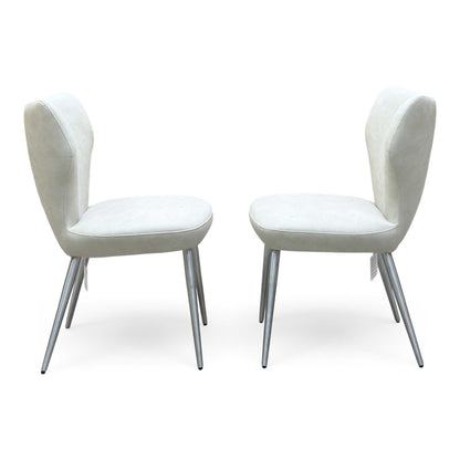 ‘Elegante’ Ivory White Faux Leather Pair of Dining Chairs