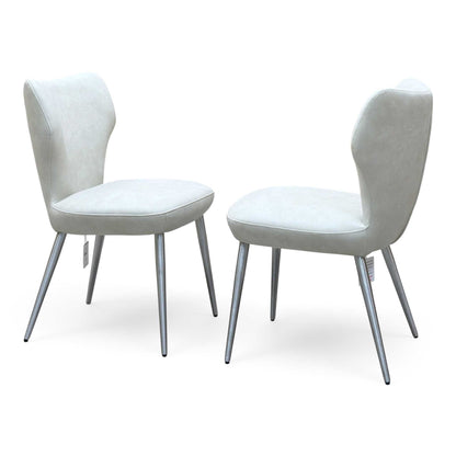 ‘Elegante’ Ivory White Faux Leather Pair of Dining Chairs