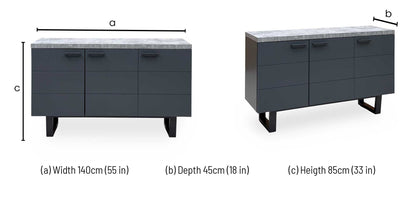 ‘Moon’ Grey concrete Effect 3 Door Sideboard