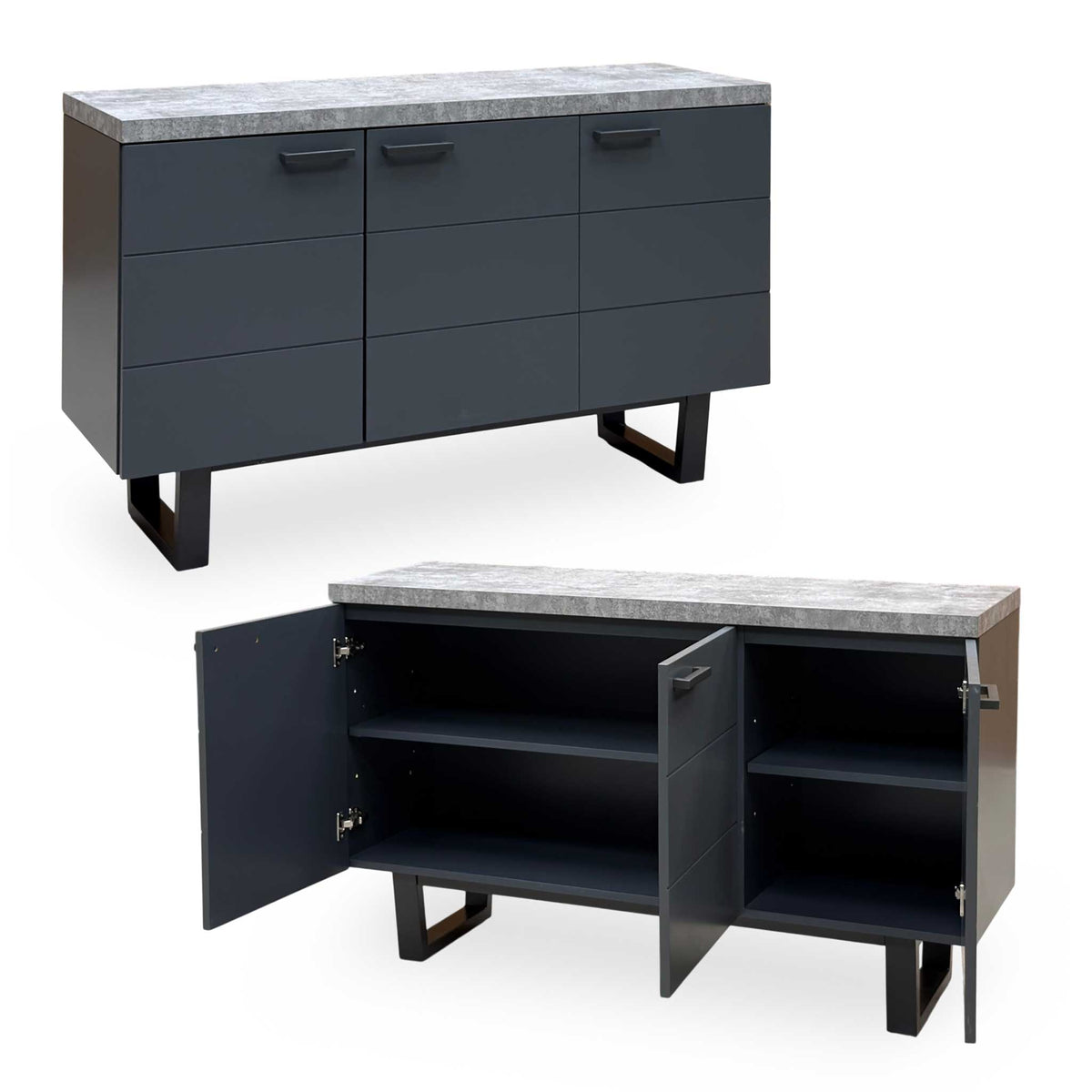 ‘Moon’ Grey concrete Effect 3 Door Sideboard