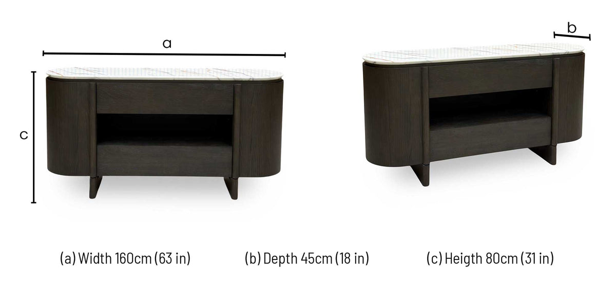 ‘Germain’ Marble Top 2 Door 3 Drawer Sideboard