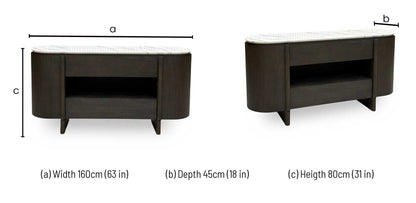 ‘Germain’ Marble Top 2 Door 3 Drawer Sideboard
