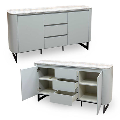 'Camino' White Refined Marble and Ceramic Top 2 Door 2 Drawer Sideboard