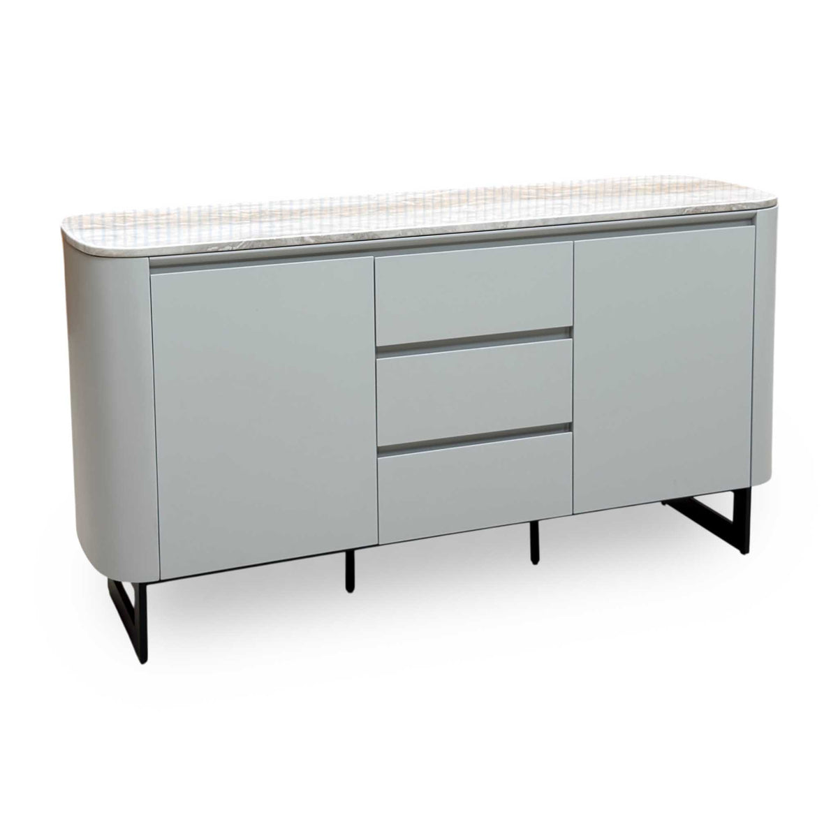 'Camino' White Refined Marble and Ceramic Top 2 Door 2 Drawer Sideboard