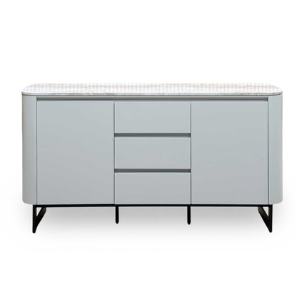 'Camino' White Refined Marble and Ceramic Top 2 Door 2 Drawer Sideboard
