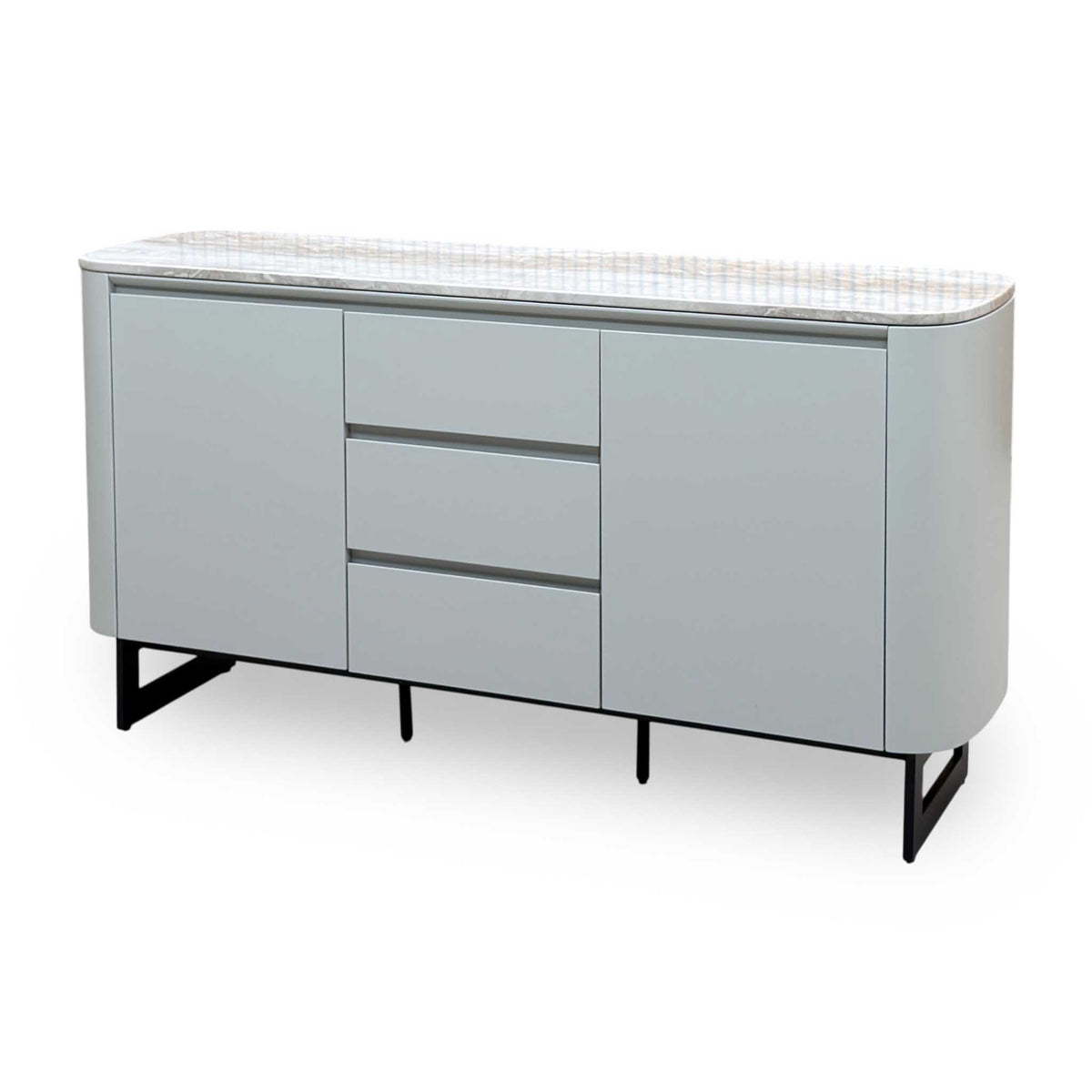 'Camino' White Refined Marble and Ceramic Top 2 Door 2 Drawer Sideboard