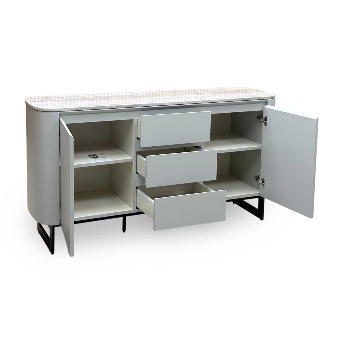 'Camino' White Refined Marble and Ceramic Top 2 Door 2 Drawer Sideboard