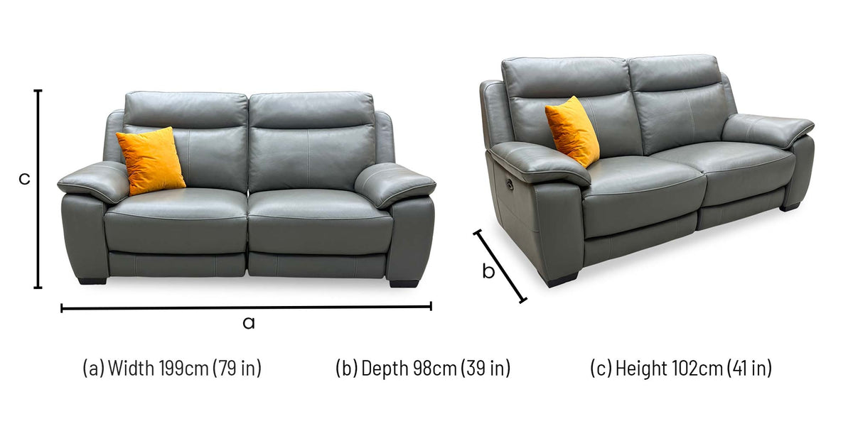 'Starlight Express' Nc-088e Charcoal Grey Leather 3 Seater Power Recliner Sofa