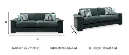 'Boxy' Ansel Moss Green Linen Fabric 250cm Maxi Arm Sofa