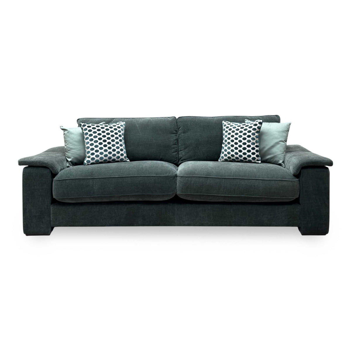 'Boxy' Ansel Moss Green Linen Fabric 250cm Maxi Arm Sofa