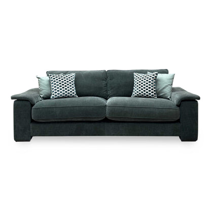 'Boxy' Ansel Moss Green Linen Fabric 250cm Maxi Arm Sofa