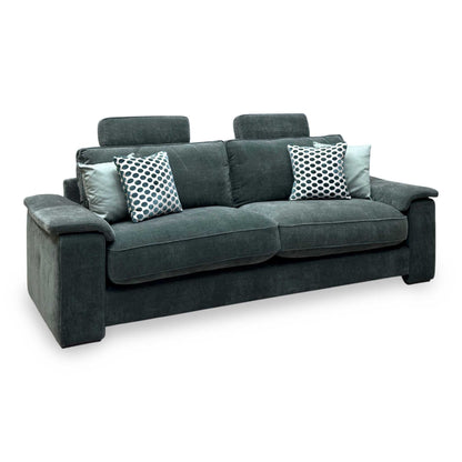'Boxy' Ansel Moss Green Linen Fabric 250cm Maxi Arm Sofa