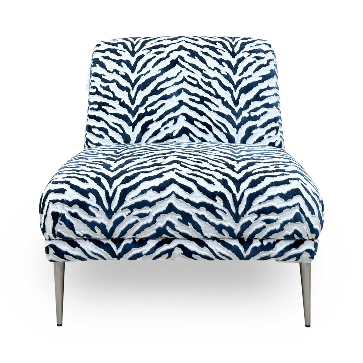 'Boujee' Zora Navy Blue Patterned Fabric Accent Chair