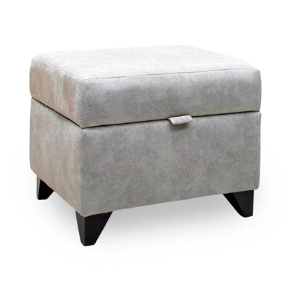 'Aura' Kenzo Oatmeal Velvet Fabric Storage Footstool