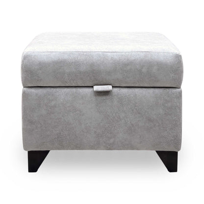 'Aura' Kenzo Oatmeal Velvet Fabric Storage Footstool