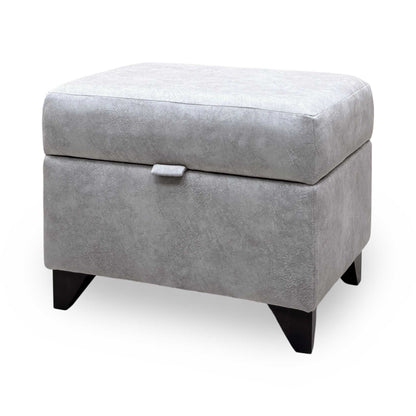 'Aura' Kenzo Oatmeal Velvet Fabric Storage Footstool