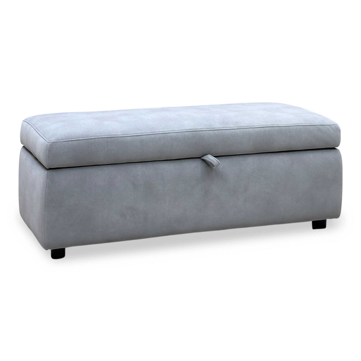 'Stark' Dexter Smoke Grey Velvet Fabric 120cm Blanket Storage Box Footstool