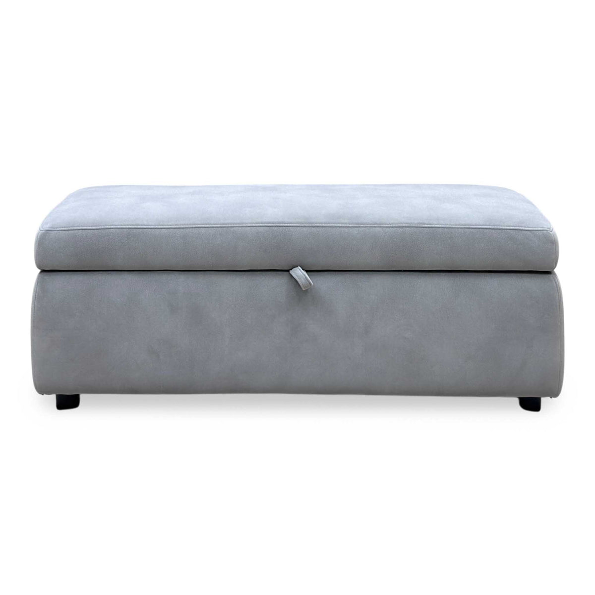 'Stark' Dexter Smoke Grey Velvet Fabric 120cm Blanket Storage Box Footstool
