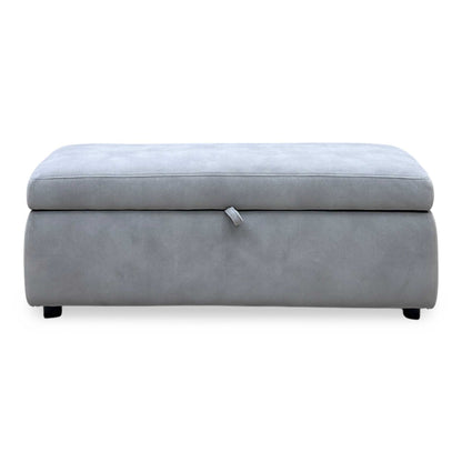'Stark' Dexter Smoke Grey Velvet Fabric 120cm Blanket Storage Box Footstool