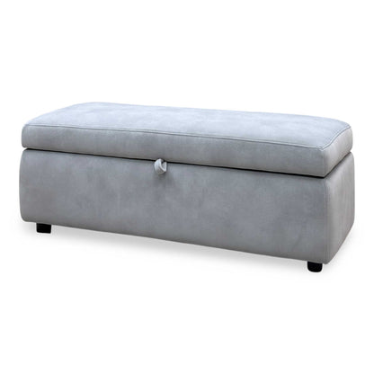 'Stark' Dexter Smoke Grey Velvet Fabric 120cm Blanket Storage Box Footstool