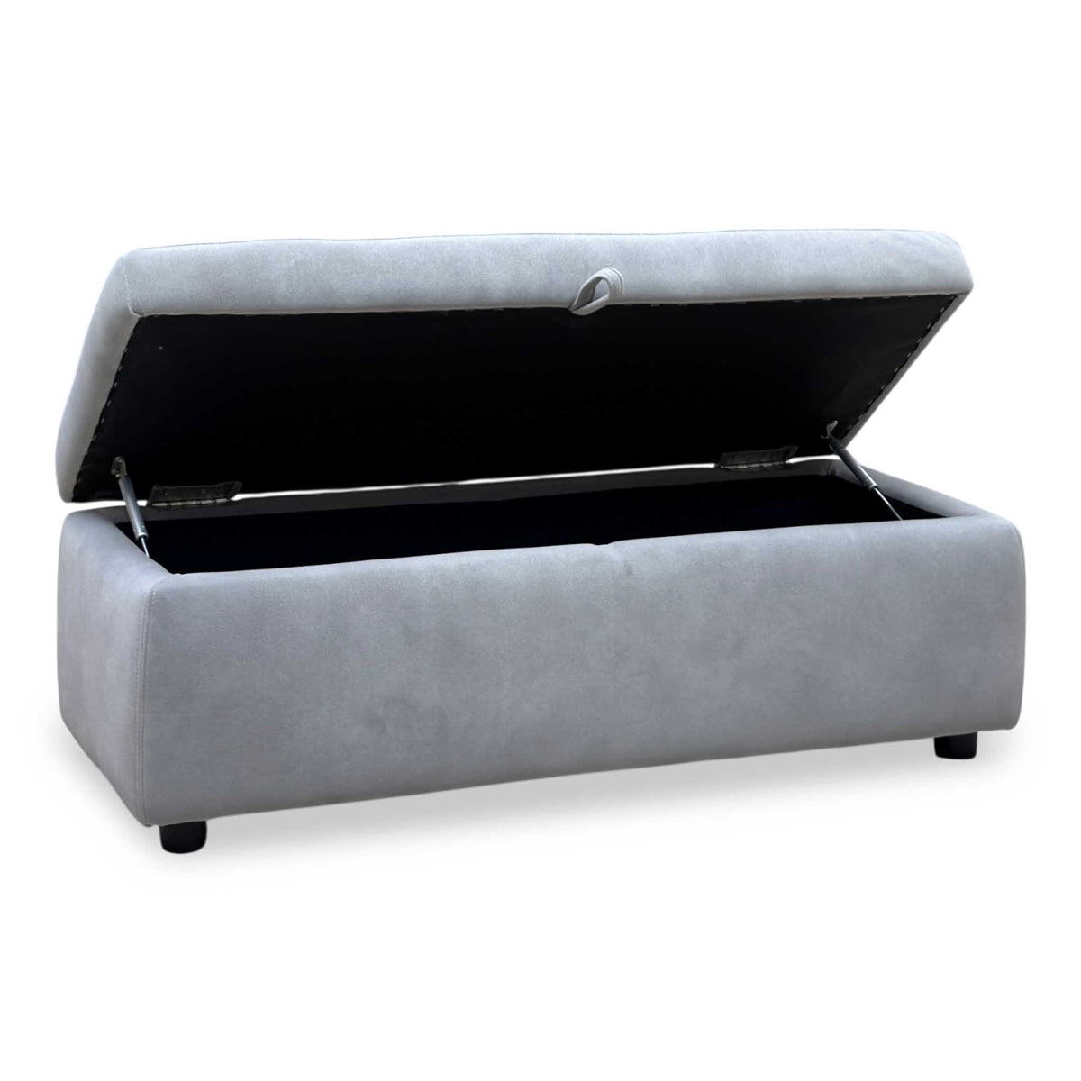 'Stark' Dexter Smoke Grey Velvet Fabric 120cm Blanket Storage Box Footstool