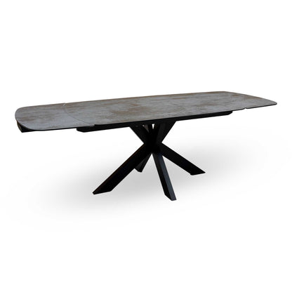 'Raul' Titanium Grey Ceramic 160cm Draw Leaf Extending Dining Table