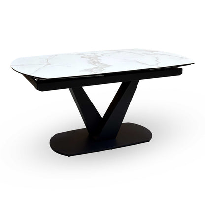 'Julio' Matt Marble Ceramic Top 160cm Swivel Extending Dining Table