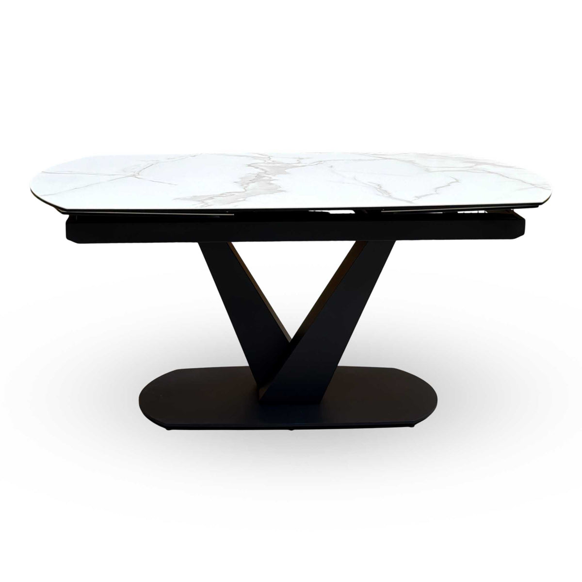 'Julio' Matt Marble Ceramic Top 160cm Swivel Extending Dining Table