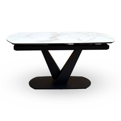 'Julio' Matt Marble Ceramic Top 160cm Swivel Extending Dining Table