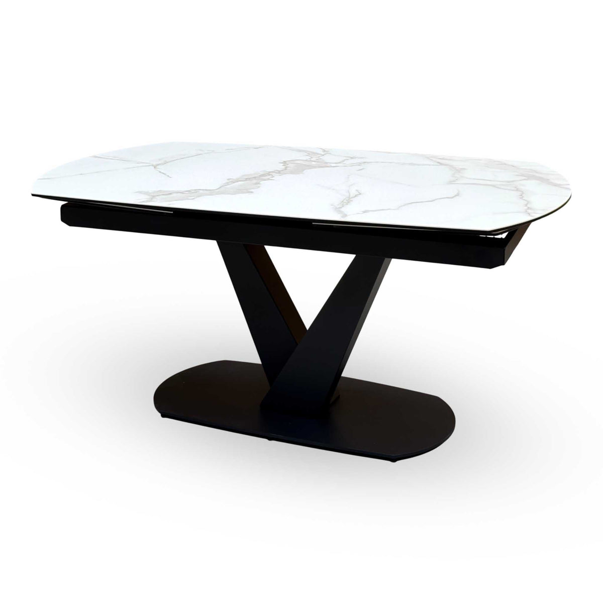 'Julio' Matt Marble Ceramic Top 160cm Swivel Extending Dining Table