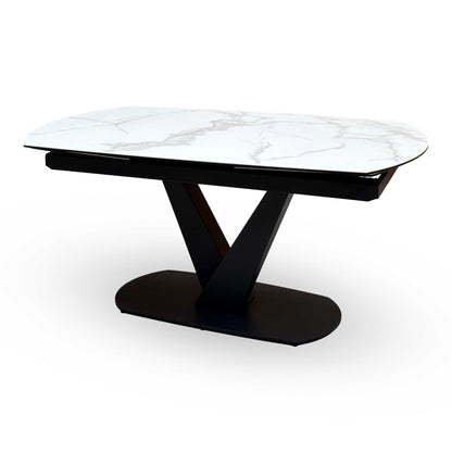 'Julio' Matt Marble Ceramic Top 160cm Swivel Extending Dining Table