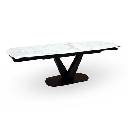 'Julio' Matt Marble Ceramic Top 160cm Swivel Extending Dining Table