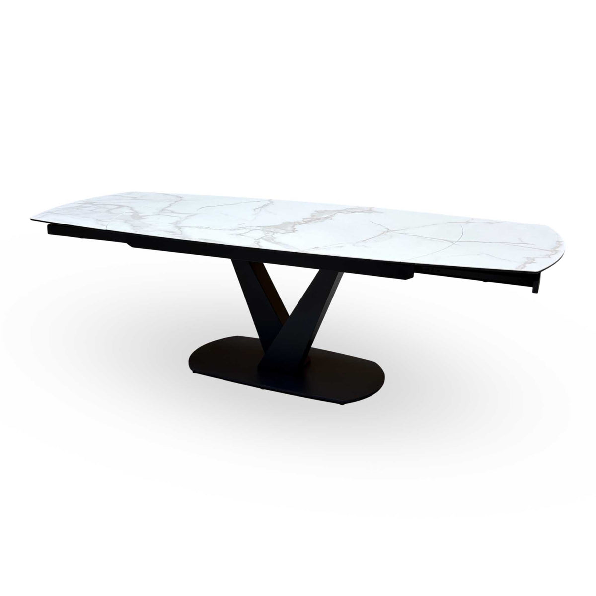 'Julio' Matt Marble Ceramic Top 160cm Swivel Extending Dining Table