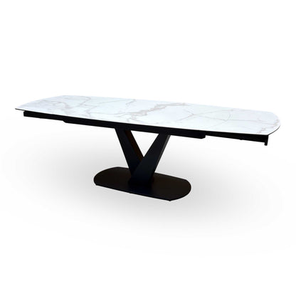 'Julio' Matt Marble Ceramic Top 160cm Swivel Extending Dining Table