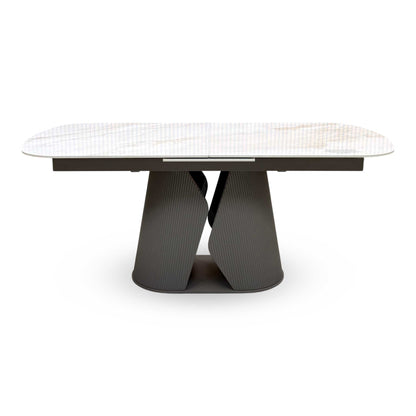 'Ivy' Neutral Marble Effect Ceramic Top 178cm Extending Dining Table