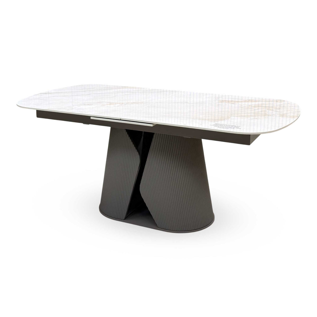 'Ivy' Neutral Marble Effect Ceramic Top 178cm Extending Dining Table