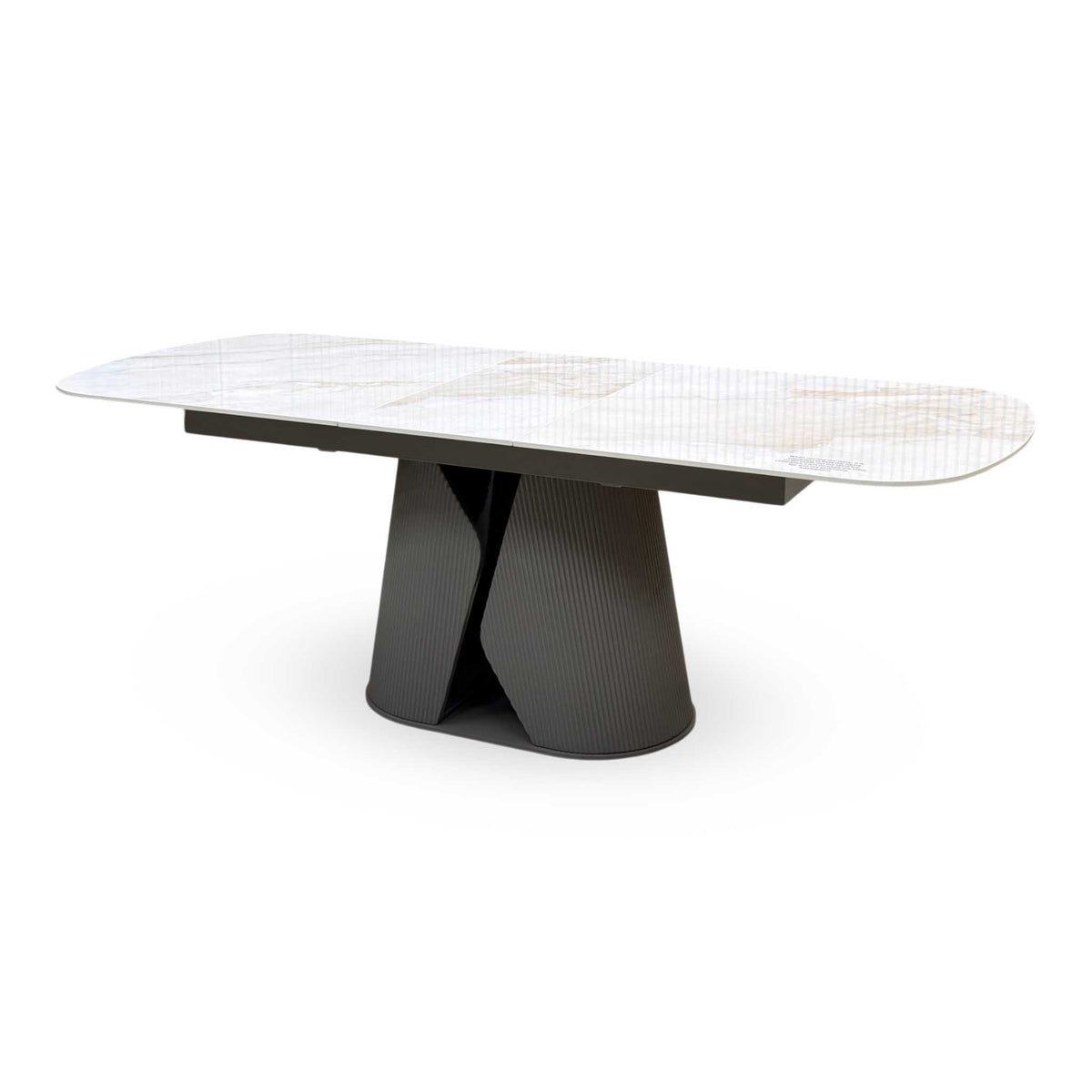'Ivy' Neutral Marble Effect Ceramic Top 178cm Extending Dining Table