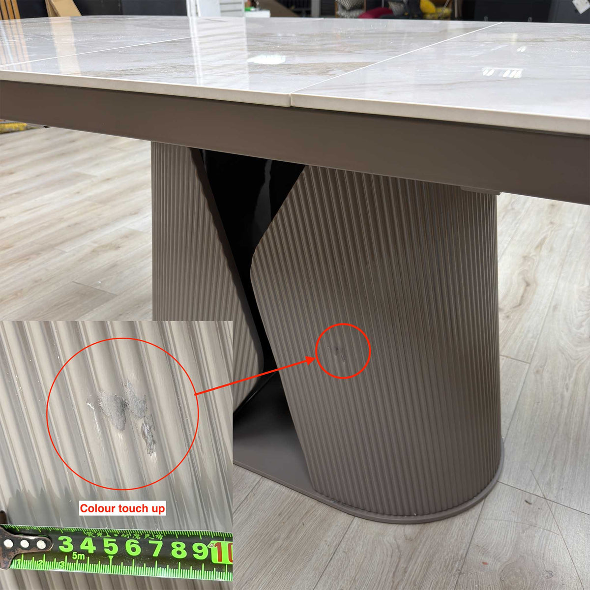 'Ivy' Neutral Marble Effect Ceramic Top 178cm Extending Dining Table