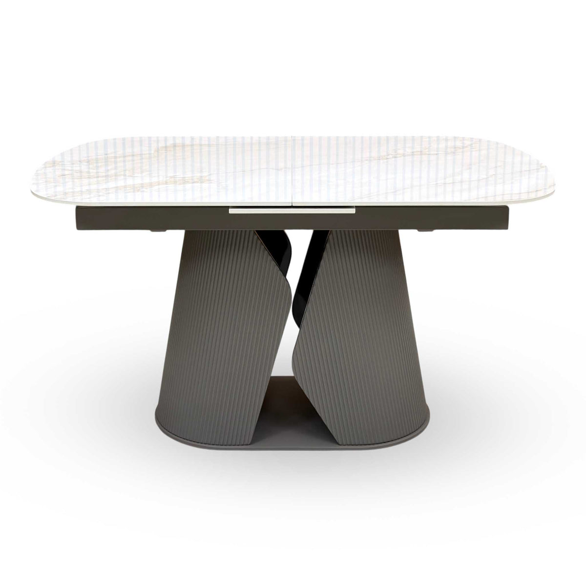 'Ivy' Neutral Marble Effect Ceramic Top 140cm Extending Dining Table