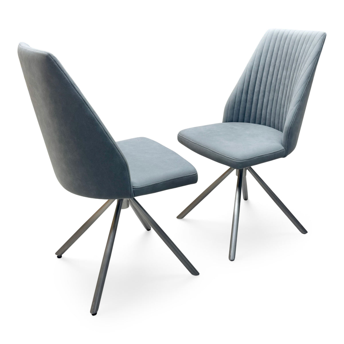‘Grigio’ Grey Fabric Pair of Swivel Dining Chairs
