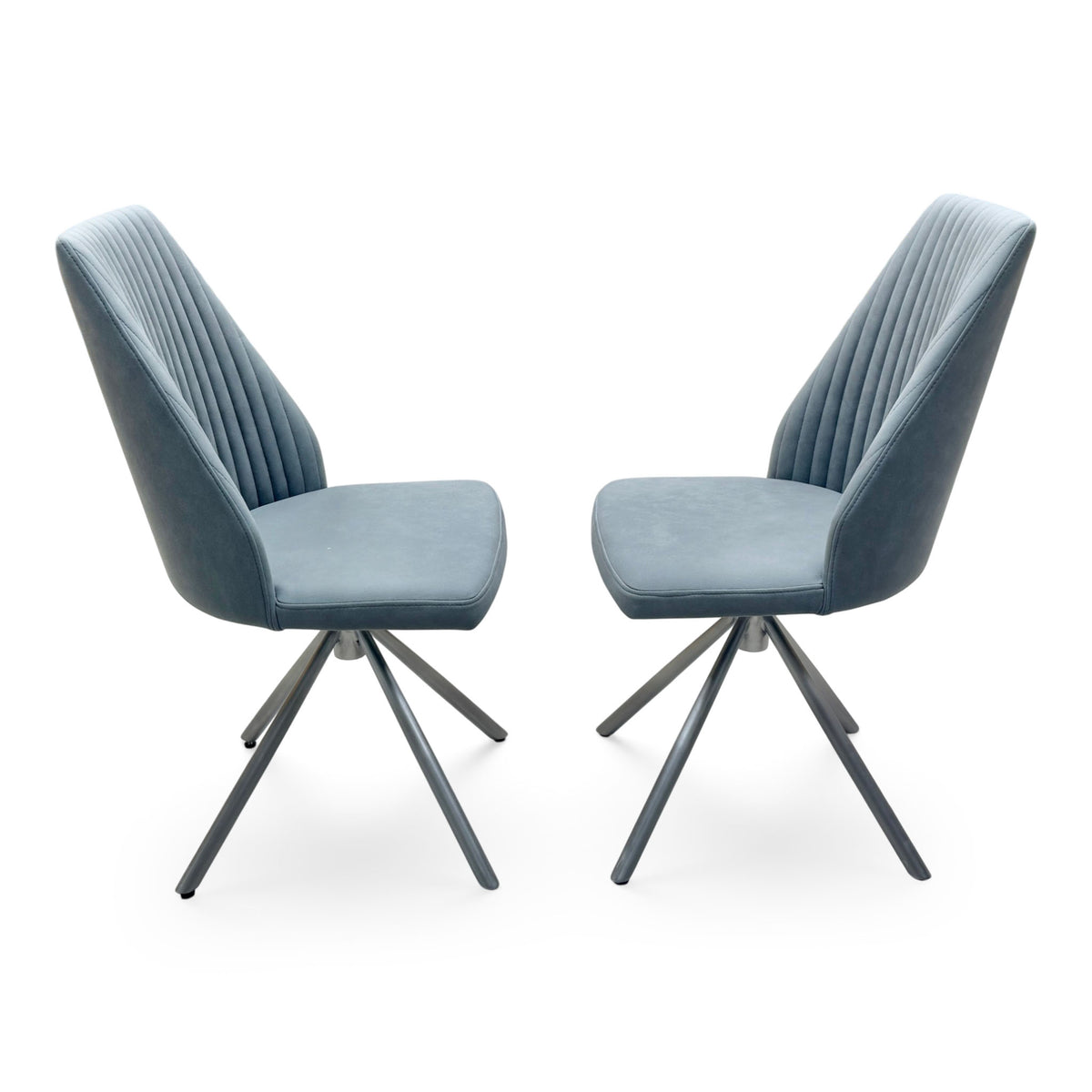 ‘Grigio’ Grey Fabric Pair of Swivel Dining Chairs