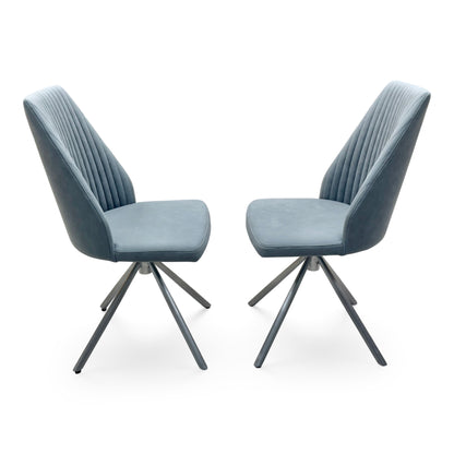 ‘Grigio’ Grey Fabric Pair of Swivel Dining Chairs