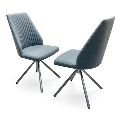 ‘Grigio’ Grey Fabric Pair of Swivel Dining Chairs